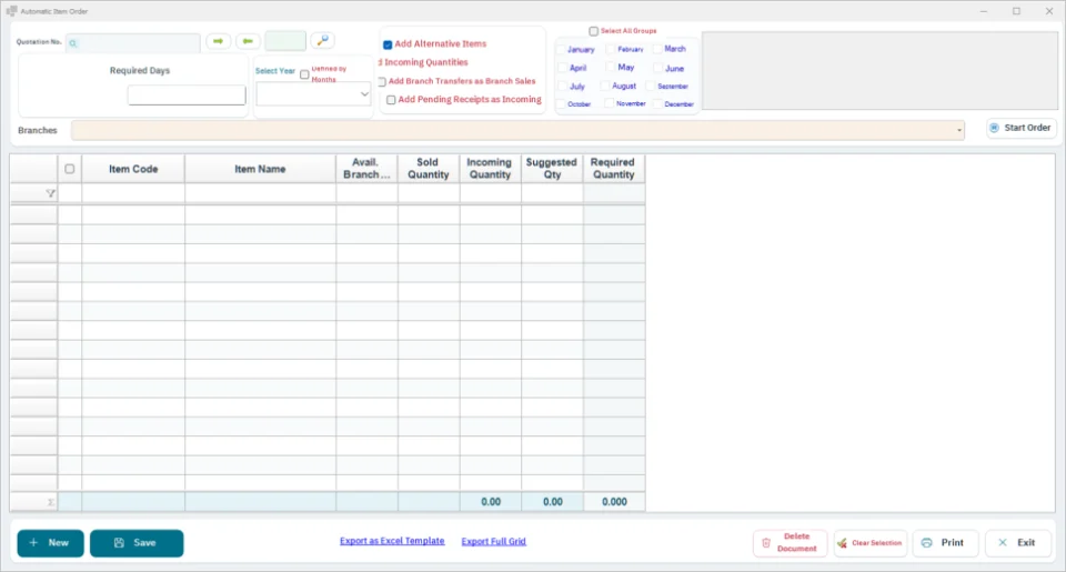 Automatic reorder screen in FullScreen ERP